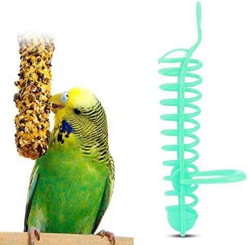 Parrots Food Basket, Birds Feeding Perch Stand Fruit Vegetable Container Birds Feeders Plastic Parrot Bird Cage Hanging Foraging Toys(Green)