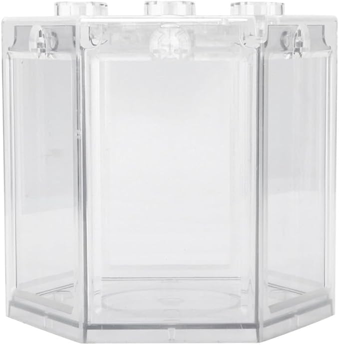4.7 Inch Hexagonal Mini Aquarium Tank Leak-Proof Plastic Stackable Portable Fish Tank for Desk Decor Terrarium Habitat(Transparent)