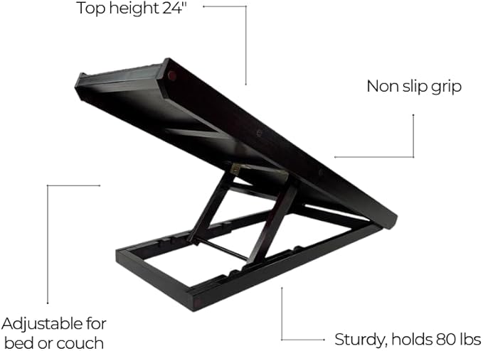 AlphaPaw - Original Natural Wood PawRamp for Small & Large Dogs - No Assembly Required - Adjustable Height Pet Ramp for Bed, Couch, Stairs (Dark Brown)