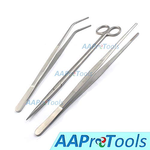 3 in 1 Stainless Steel Long Aquarium Tweezers Scissors Aquatic Tools Set for Tank Plant