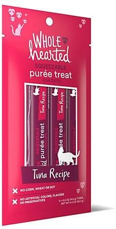 WholeHearted Cat Treats, Tuna Recipe Squeezable Purée, 4 Tubes, 0.5 oz Each