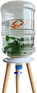 5 Gallon Upcycled Aquarium Kit with Wooden Stand - Eco-Friendly Fish Tank Starter Kit with Easy Drain Valve & Feeding Port for Betta, Turtle or Terrarium
