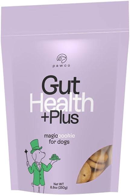 PawCo Dog Treats, Gut Health – Supports Digestion & Sensitive Stomachs – Crunchy Dog Cookies with Postbiotics, Peanut Butter & Apple – Functional & Healthy Rewards for Dogs – Magic Cookie – 8.8oz
