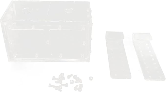 Fish Breeding Isolation Box | Transparent Mesh Side Aquarium Incubator | Guard Small Fish/Eggs | Acrylic Lid & Adjustable Hook | for Fish Tank Hatching (17 * 9 * 10CM)