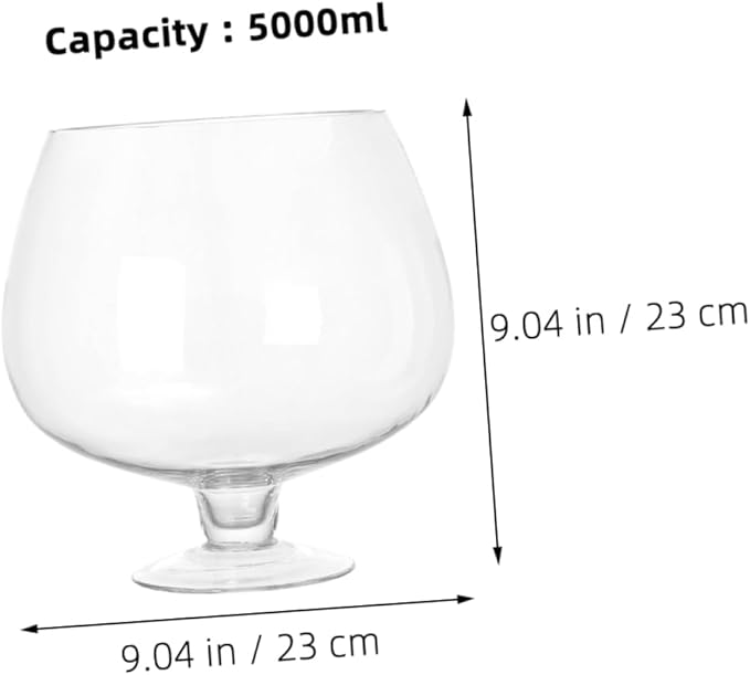 Clear Glass Fish Bowl Vase Capacity Transparent Desktop Aquarium for Fish and Hydroponic Plants Centerpiece for Home Office Decor