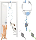 KWV Interactive Cat Toys for Indoor Cats - Automatic Flying Bird Feather Wand Chase Exercise Enrichment Stimulation, Rechargeable Durable Kitten & Adult Cat Electric Hanging Toy for Cats (Light Blue)