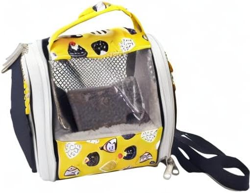 Bird Carrier Small Animals Travel Bag Portable Parrot Cage with Plush Lining Transparent Window Breathable Case