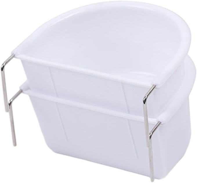 2Pcs Bird Feeding Dish Sturdy Hanging Feeding Bowl Easy to Install Bird Food Tray Bird Cage Accessories for Conures Lovebirds, 10.9cmx9.8cmx5.4cm, Optional