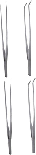 Didiseaon 4pcs Stainless Steel Aquatic Plant Tweezers Straight Curved Tongs for Fish Tank Maintenance Resistant Tools for Aquarium Plant Care