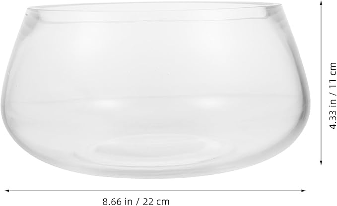 Small Round Glass Fish Bowl Aquarium Thickened Glass Terrarium Vase for Desktop Hydroponic Plants and Goldfish, 20cm Turtle Tank for Home Micro Landscape