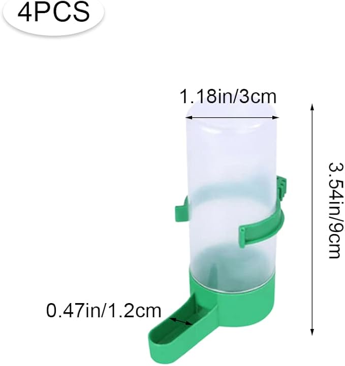 4 Pack Plastic Bird Water Dispenser Automatic Bird Cage Water Dispenser Food Drink Bowl for Cage Aviary Parrots Budgie Cockatiel Lovebirds 60ml Lovebirds