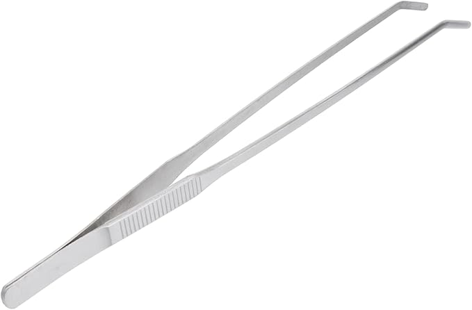 Angoily 27cm Curved Tip Stainless Steel Tweezers for Aquarium Plant Tweezers Fine Tip for Fishtank Cleaning Tools