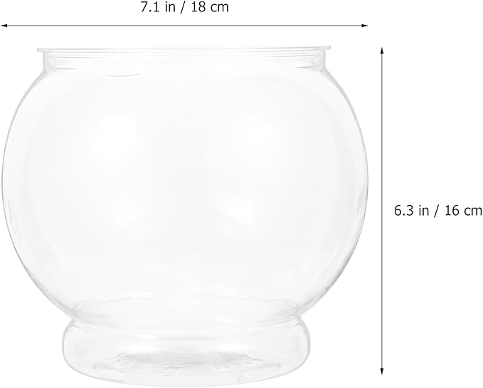 Alipis 1 Gallon Plastic Fish Bowl Clear Round Fish Tank Desktop Aquarium Unbreakable Fishbowl for Home Office Garden Decoration
