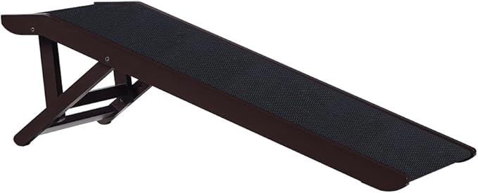 unipaws Foldable Wooden Pet Ramp with Adjustable Height, Dog Ramp to Reach High Bed and Couch, Durable Pet Ladder with Updated Non-Slip Yoga Mat for Dog and Cat (Espresso, Regular)