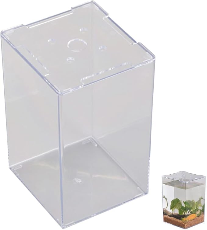 Small Acrylic Fish Tank 7.5 Inch Mini Desktop Aquarium Fish Box for Betta Home Office Decor