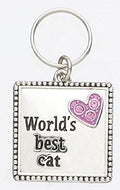 World's Best Cat Collar Charm with Pink Bling Heart