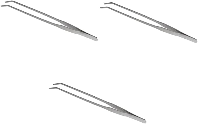 3pcs Curved Tip Aquatic Plant Tweezers Stainless Steel Tongs for Fish Tank Plants Ergonomic Design for Easy Trimming Tool for Aquarists