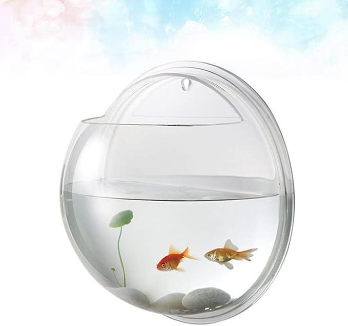 Alipis Wall Mounted Acrylic Fish Tank 6 Inch Hanging Fish Bowl Transparent Aquarium for Home Decor Living Room Plant Terrarium Style