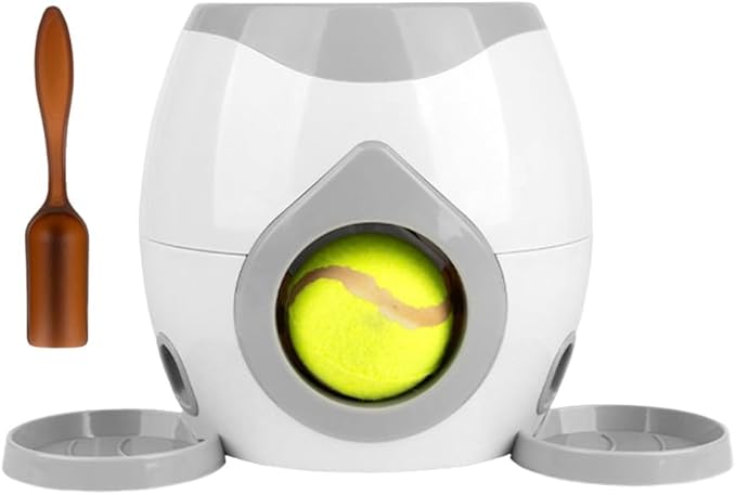 Automatic Dog Ball Launcher Dog Tennis Food Reward Machine Interactive Dogs Ball Thrower Slow Feeder for Small and Medium Dogs (Light Grey)