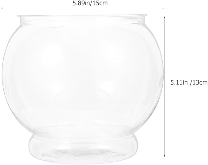 Healifty Tabletop Fish Bowl 5.90 Inch Clear Plastic Globe Fish Tank Mini Aquarium for Office Desk Decor and Feeding Container