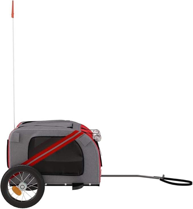 Pet Bike Trailer for Small Dogs, Durable Oxford Fabric with Weatherproof & Scratch-Resistant Design, Zippered Doors and Mesh Windows for Safe Outdoor Rides