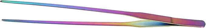 27cm Reptile Feeding Tongs, Rainbow Color Aquarium Tweezers Stainless Steel Fishbowl Long Tweezers, Aquascaping Tools for Hold Worms, Reptiles, Lizards, Bearded Dragon(27cm Straight Clip)