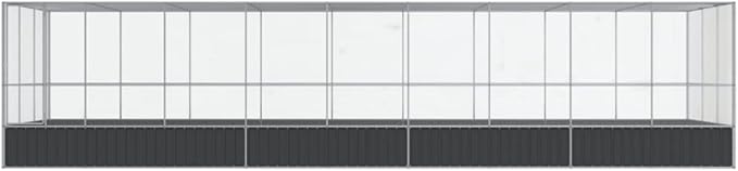 vidaXL Steel Aviary with Extension - Large Flight Cage for Small Animals - Silver and Anthracite - 366.9"x120.9"x83.5"