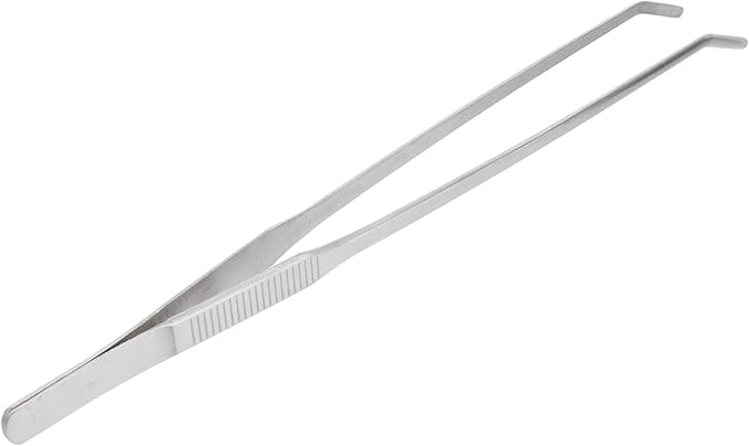 POPETPOP Stainless Steel Curved Tip Aquatic Plant Tweezers for Fish Tank Ergonomic Design for Easy Trimming of Foreground Plants Resistant Tongs for Aquarium Use