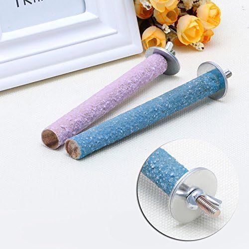 2 Pcs Multi-Color Random Bird Perch Stand Toy Wood Parrot Perch Stand Grinding Claw Sticks Sanded Surface Cage Toy for Parakeets Finches Parakeet Toys, Birdcage Accessories, Perches