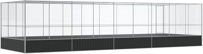vidaXL Steel Aviary with Extension - Large Flight Cage for Small Animals - Silver and Anthracite - 366.9"x120.9"x83.5"