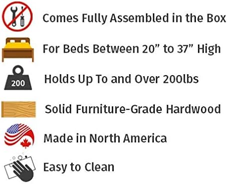 Large Dog Ramp for Bed, by DoggoRamps – Extra Wide Dog Ramp for Large Dogs to Get on High Beds up to 35" Tall – Wide Ramp with Rails, Platform & Non-Slip Grip – Made in N America from Solid Hardwood