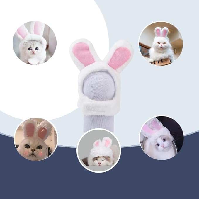Cat Outfit Cats Hat Kitten Costume Bunny Sheep Lion Mane Frogs Hat Cute OMG Adorables Style Party Costume Accessory Headwear(Size M, Bunny)