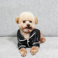 Cat Puppy Costume Elegant Satin Pajamas with Bow Headband 2PCs Set Pet Sleepwear Cute Pet Outfit Cosplay Partywear Photoshoots (Black Set,Large)