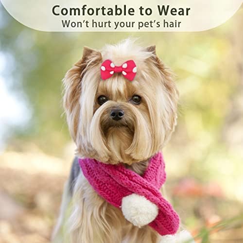 Yxiang 100PCS Cute Pet Grooming Accessories - Colored Polka Dot Hair Bows with Rubber Bands for Small Dogs and Puppies like Yorkies - 50 Pairs