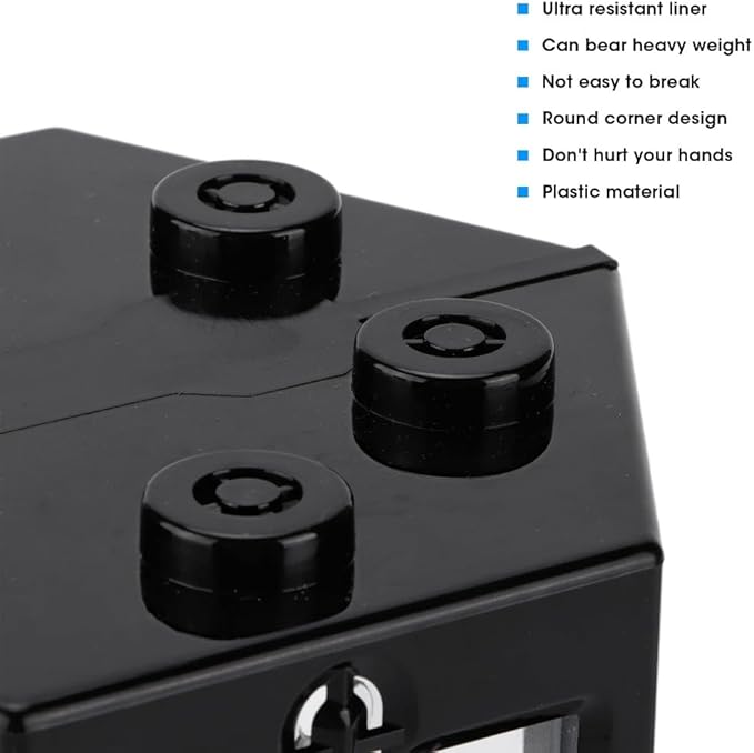 4.7 Inch Hexagonal Mini Aquarium Tank Leak-Proof Plastic Stackable Portable Fish Tank for Desk Decor Terrarium Habitat(Black)