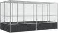 vidaXL Aviary with Extension - Galvanized Steel Bird Cage 164.6"x81.5"x83.5", Large Parrot/Budgie Cage in Silver with Lockable Door, Suitable for Rabbits, Ducks, Chickens