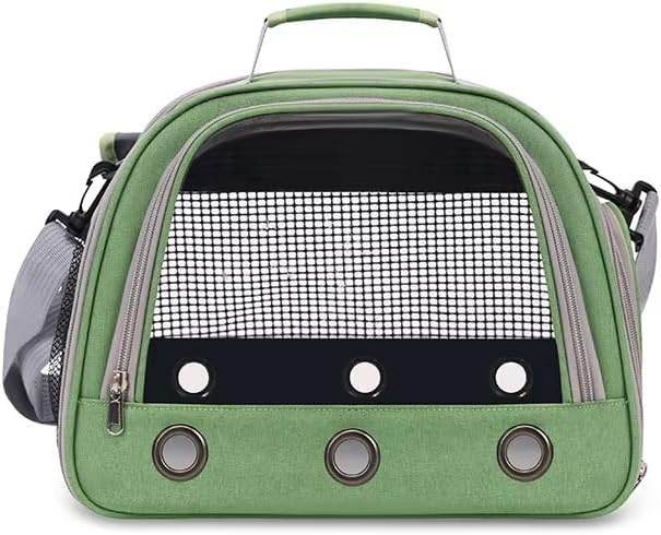 Portable Foldable Transparent Pet Travel Backpack – Oxford Fabric Design with Ventilated Windows, Lightweight and Comfortable Carrier for Birds, Small Reptiles, and Exotic Pets (Green)