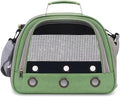 Portable Foldable Transparent Pet Travel Backpack – Oxford Fabric Design with Ventilated Windows, Lightweight and Comfortable Carrier for Birds, Small Reptiles, and Exotic Pets (Green)