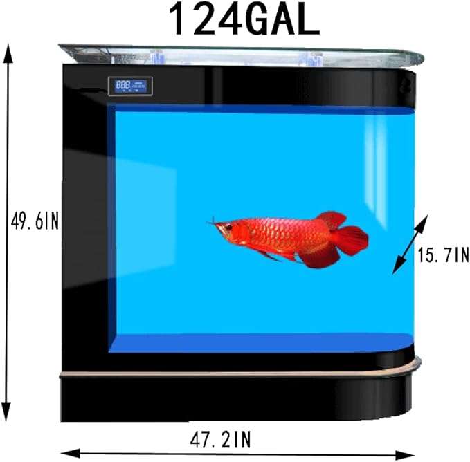 Aquarium Kit Upright Black Fish Tank Large Glass Fishbowl Glsaa Bar for Patios Living Office Room and Kitchen 47.3*49.6*15.8in…