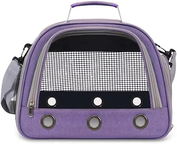 Portable Foldable Transparent Pet Travel Backpack – Oxford Fabric Design with Ventilated Windows, Lightweight and Comfortable Carrier for Birds, Small Reptiles, and Exotic Pets (Purple)