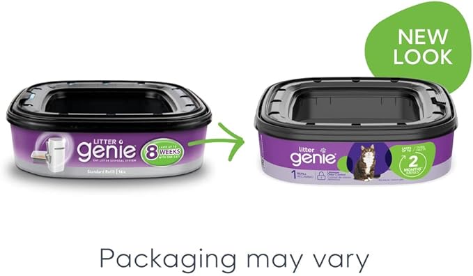 Litter Genie Refill Bags 14 FT (1-Pack) Multi-Layers Of Odor-Barrier Technology 1 Square Refill Cartridge Lasts Up To 2 Months Per Cat