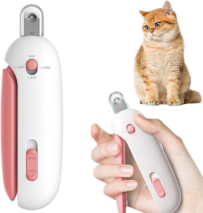 Clipper Cat Nail with Adjustable 3-Size Trimming Hole & Hidden Nail File Safe No-Mess Trimmer with Adjustable Round Hole (1–3.5 mm) for Kittens, Cats & Small Pets | Easy Home Grooming (Pink)