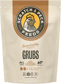 Scratch and Peck Grubs for Chickens and Ducks - 20 oz Bag - Sustainably Sourced - Naturally High Protein, Calcium Dense - Dried Black Soldier Fly Larvae Bird Treats