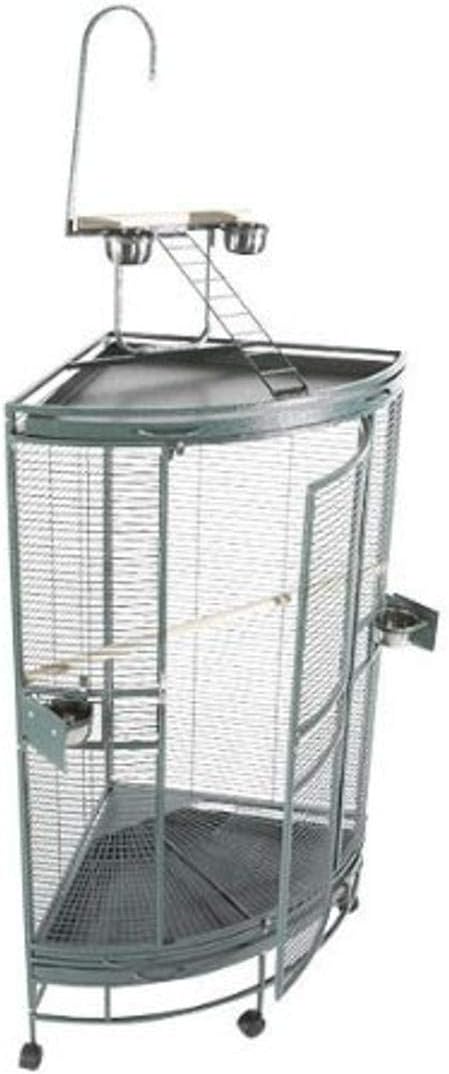 A&E Cage Co. Medium Corner Bird Cage with Play Top, 25"", Black (CC2525 Black)