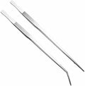 2Pcs set of aquarium water grass tweezers, measuring 18 inches length, with straight and curved ultra long stainless steel Heavy tweezers, reptile feeding pliers, aquarium clip pliers (18")