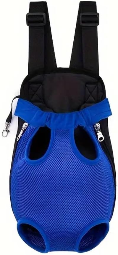 Pet Dog Carrier Backpack, Portable Breathable Mesh Chest Carrier, Polyester Woven Double Shoulder Pet Bag for Outdoor Adventures (SkyBlue, Large)