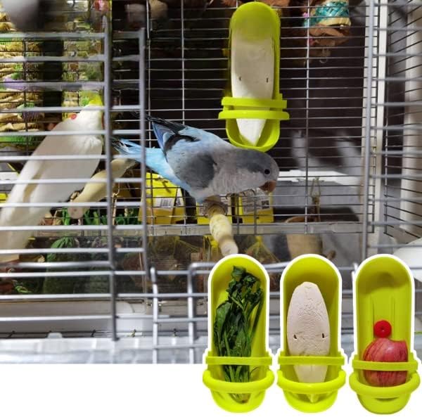 Bird Feeding Cup Rack Plastic Cuttlebone Holder Bird Cage Storage Bowl Stand Parrot Food Holder for Budgies Parakeet Cockatiel Conure Lovebird Color Randomly (with Cuttlebone)