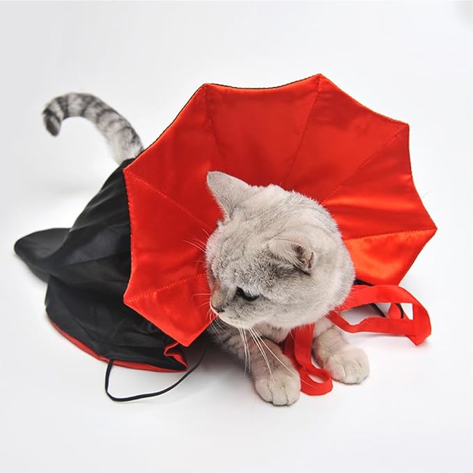 Dog Cat Vampire Cloak Costume, Pet Halloween Cape for Small Medium Dogs Cats Puppy