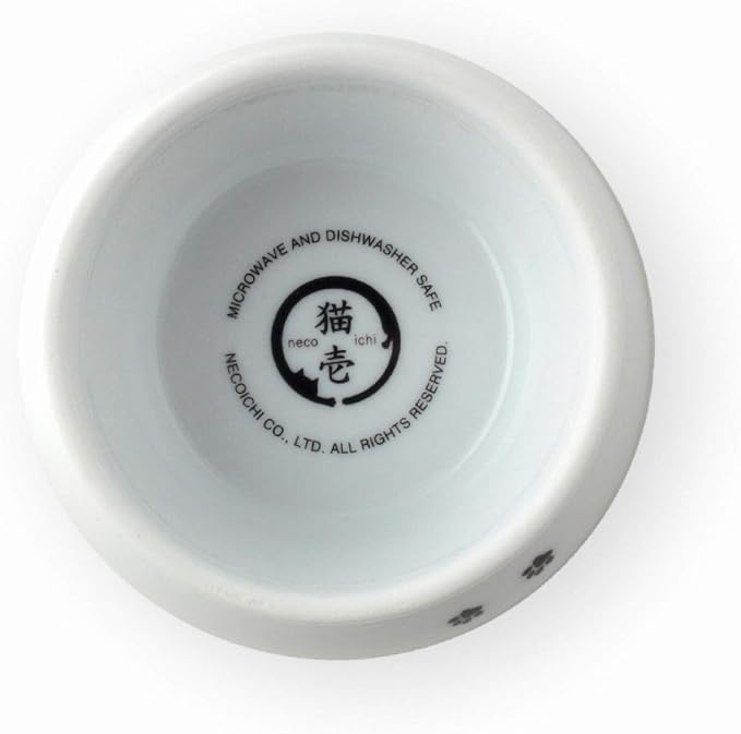 Necoichi Raised Cat Food Bowl – Ceramic Elevated Cat Bowl for Whisker & Neck Fatigue, Dishwasher Microwave Safe – Non-Slip & Anti Vomiting Ergonomic Design (Cats, Mini)