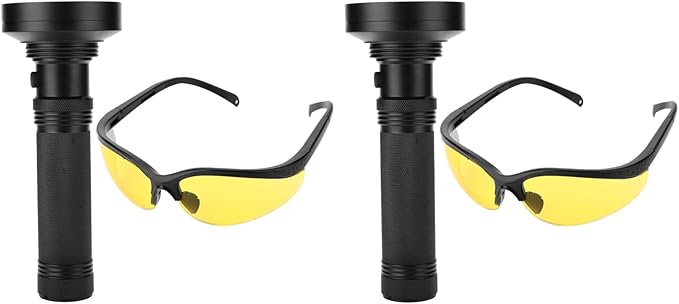 2Pcs Flashlight Black Light with Sunglasses 100 LEDs Handheld Blacklight Flashlight Pet Urine Detector for Dog Cat Urine Dry Bed